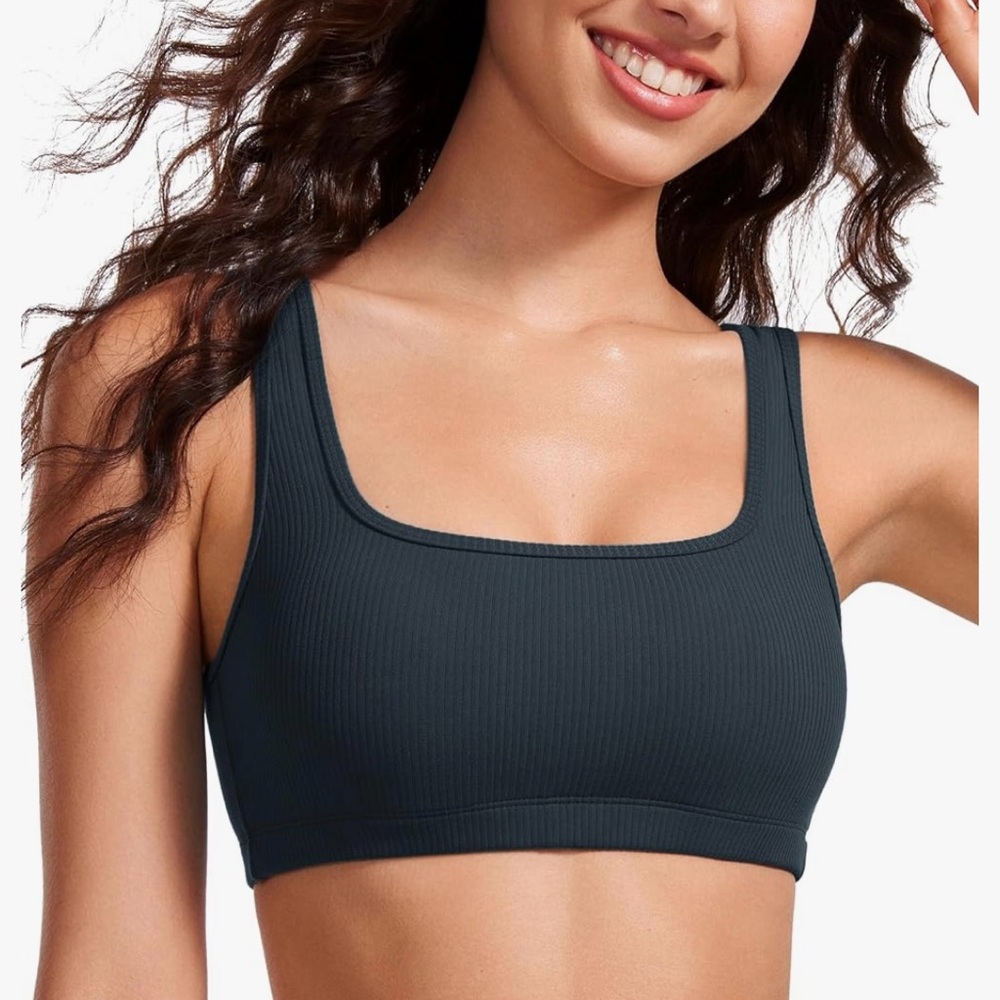CRZ YOGA True Navy Ribbed Sports Bra